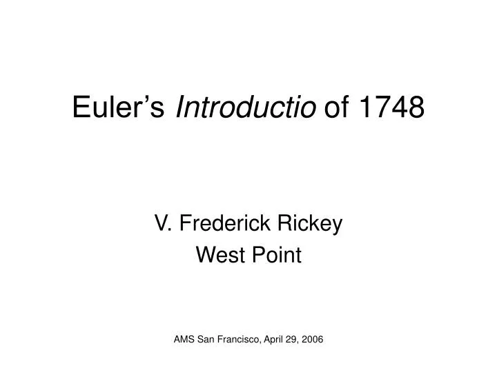 euler s introductio of 1748