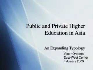 Public and Private Higher Education in Asia