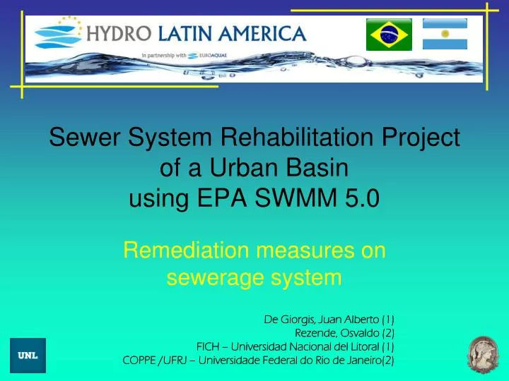 sewer system rehabilitation project of a urban basin using epa swmm 5 0