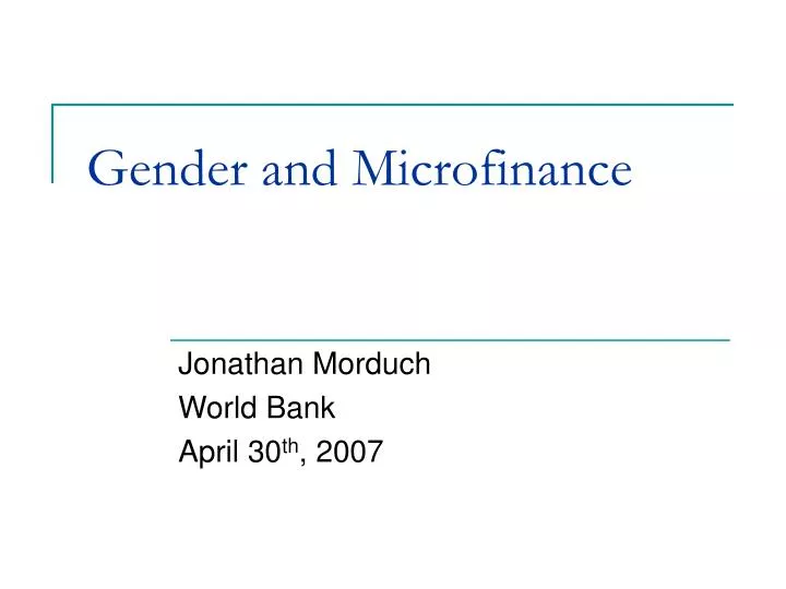 gender and microfinance