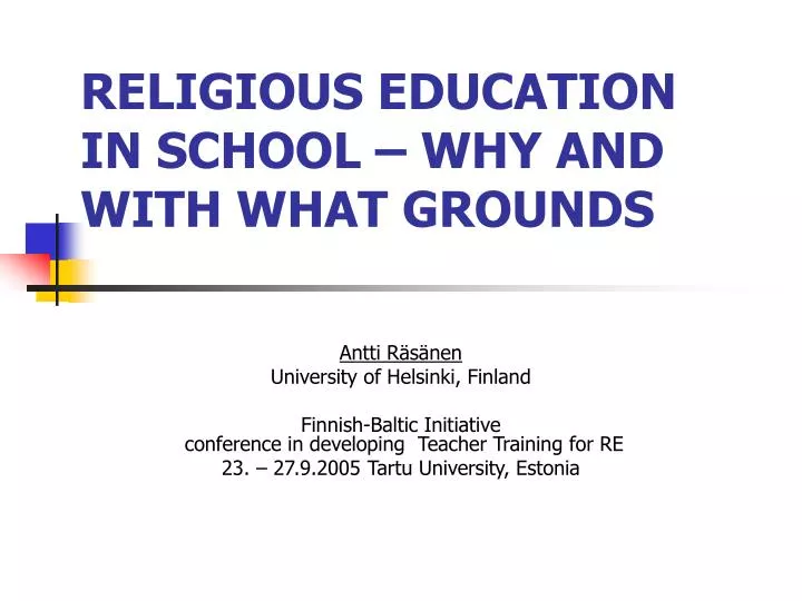 religious education in school why and with what grounds