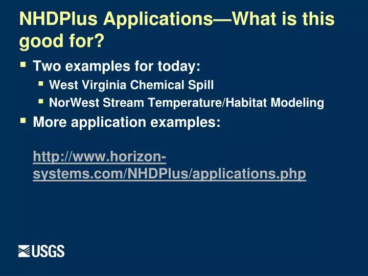 nhdplus applications what is this good for