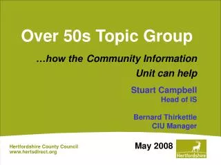 Over 50s Topic Group