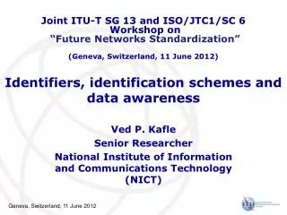 Identifiers, identification schemes and data awareness