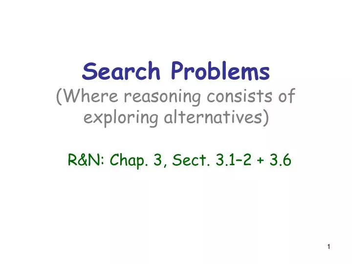 search problems where reasoning consists of exploring alternatives r n chap 3 sect 3 1 2 3 6