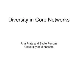 Diversity in Core Networks