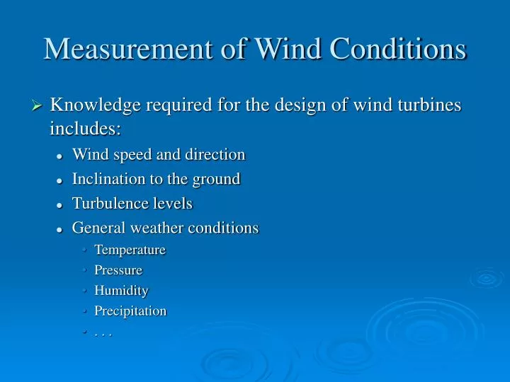 measurement of wind conditions