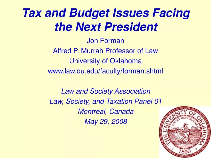 tax and budget issues facing the next president