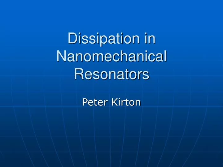 dissipation in nanomechanical resonators