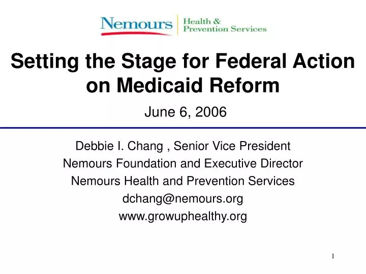 setting the stage for federal action on medicaid reform june 6 2006
