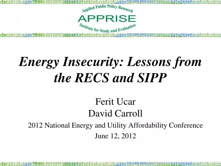 energy insecurity lessons from the recs and sipp