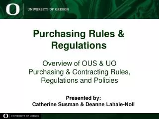 Purchasing Rules &amp; Regulations