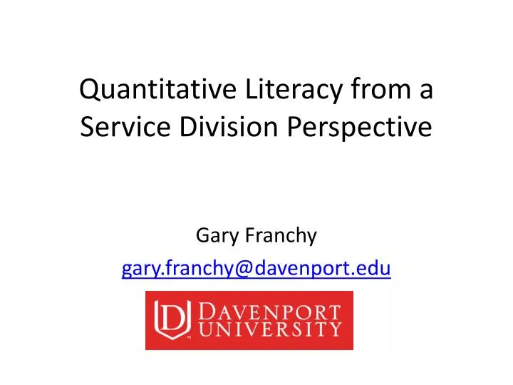quantitative literacy from a service division perspective