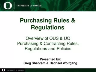 Purchasing Rules &amp; Regulations