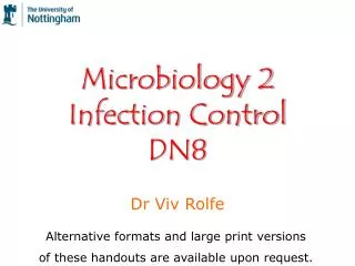 Microbiology 2 Infection Control DN8