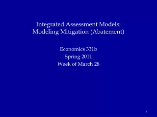 Integrated Assessment Models: Modeling Mitigation (Abatement)