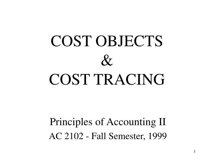 cost objects cost tracing