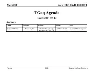 tgaq agenda