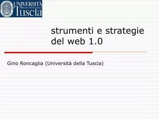 strumenti e strategie del web 1 0