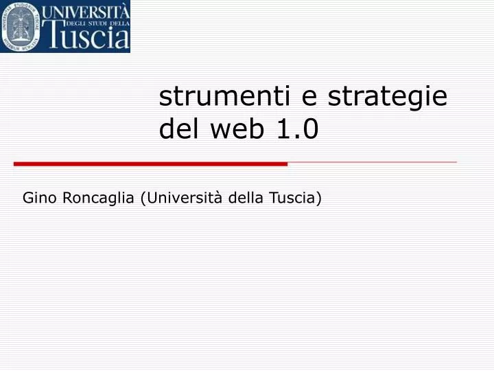 strumenti e strategie del web 1 0