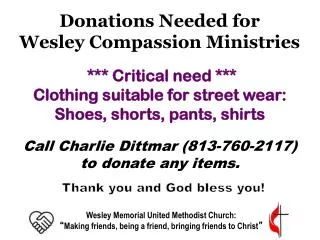 Donations Needed for Wesley Compassion Ministries