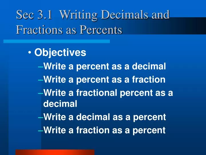 sec 3 1 writing decimals and fractions as percents
