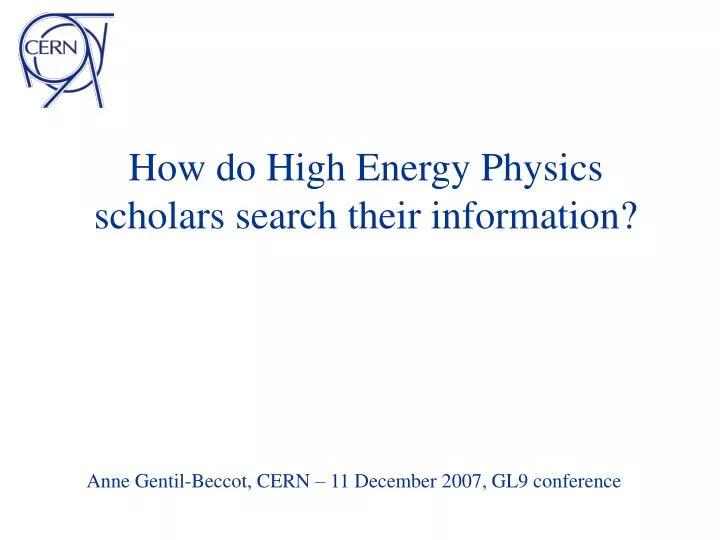 how do high energy physics scholars search their information