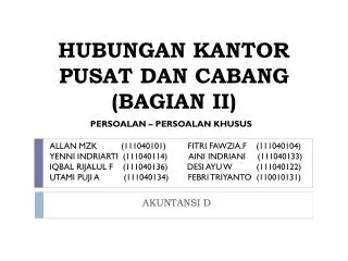 hubungan kantor pusat dan cabang bagian ii