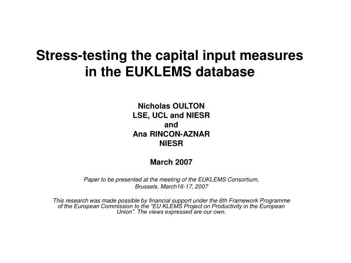 stress testing the capital input measures in the euklems database