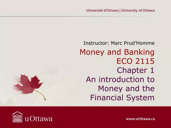 money and banking eco 2115 chapter 1 an introduction to money and the financial system