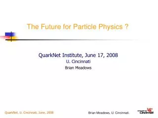 The Future for Particle Physics ?