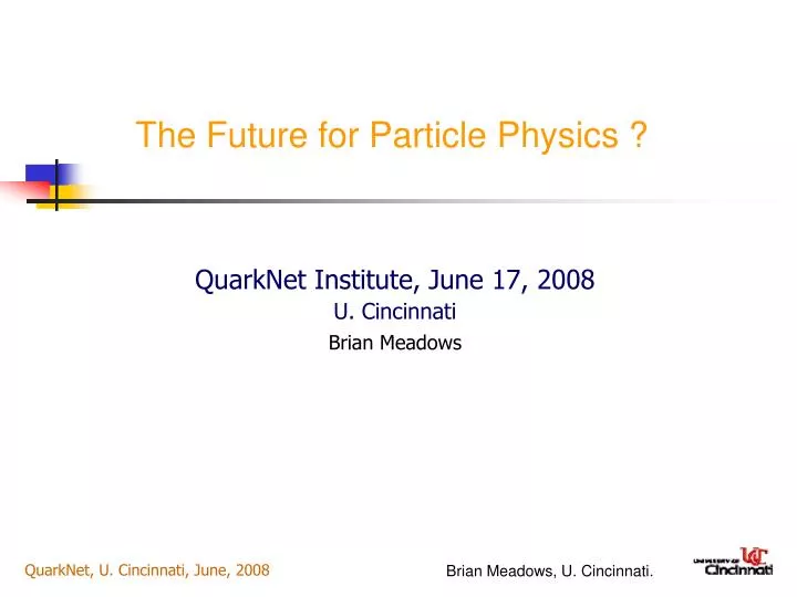 the future for particle physics