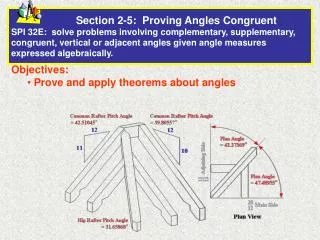 Objectives: Prove and apply theorems about angles