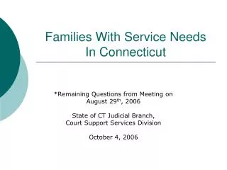 Families With Service Needs In Connecticut