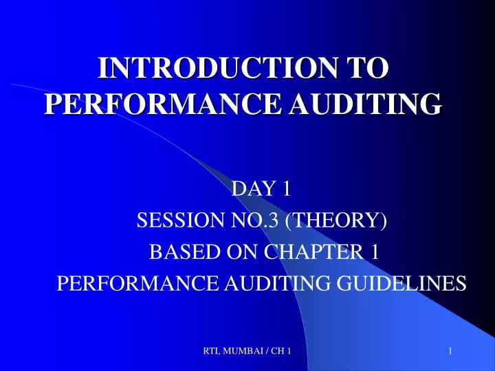 introduction to performance auditing