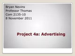Project 4a: Advertising