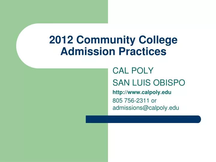 2012 community college admission practices