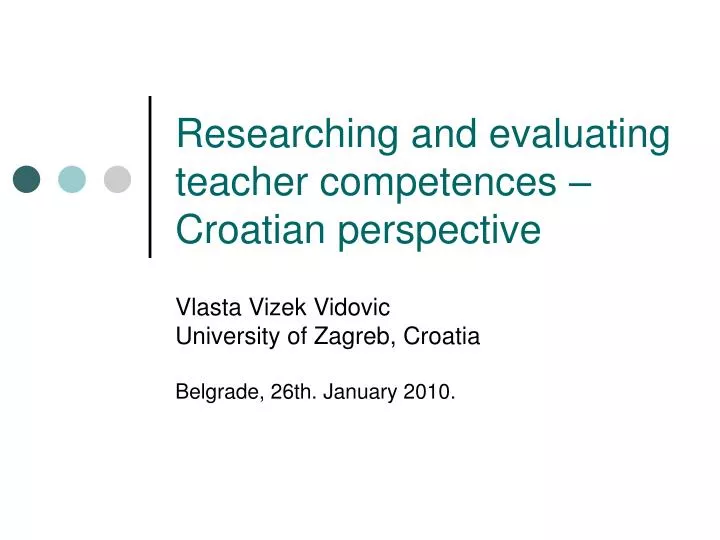 researching and evaluating teacher competences croatian perspective