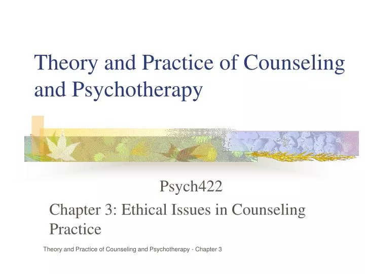 theory and practice of counseling and psychotherapy