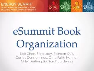 eSummit Book Organization