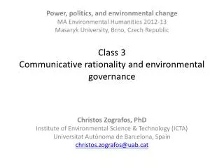 Class 3 Communicative rationality and environmental governance