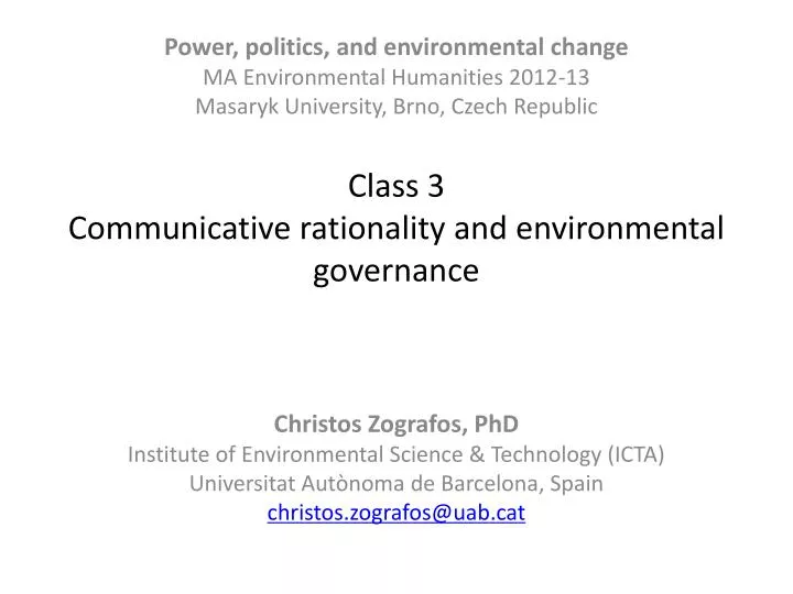 class 3 communicative rationality and environmental governance