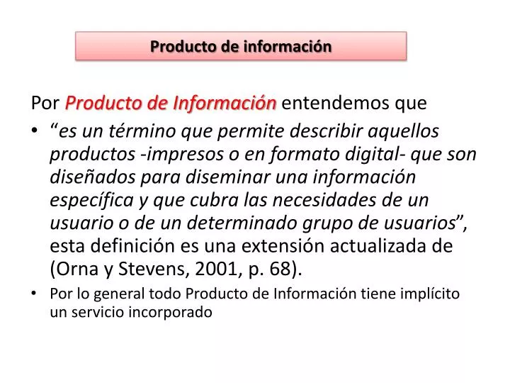 producto de informaci n