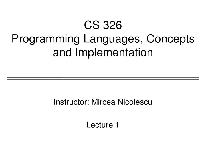 cs 326 programming languages concepts and implementation