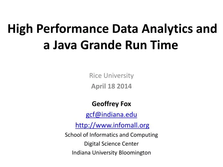 high performance data analytics and a java grande run time