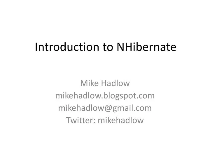 introduction to nhibernate