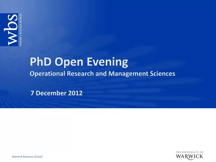 phd open evening operational research and management sciences