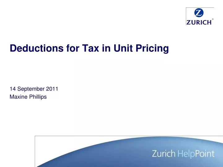 deductions for tax in unit pricing