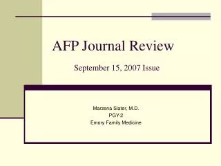 AFP Journal Review September 15, 2007 Issue