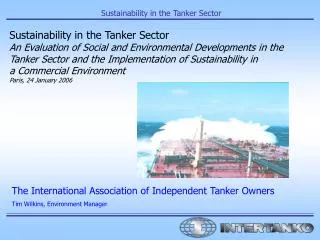 Sustainability in the Tanker Sector